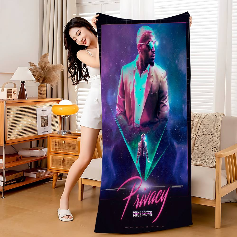 Hot New Chris Brown Rapper Beach Towel For Kids Bath Towel Pool Towel Vacation Gift Picnic Towel Party Gift