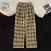 Wool Casual Pants Men's Japanese Loose Lazy Wind Wide Leg Pants Autumn and Winter Vintage Plaid Pants