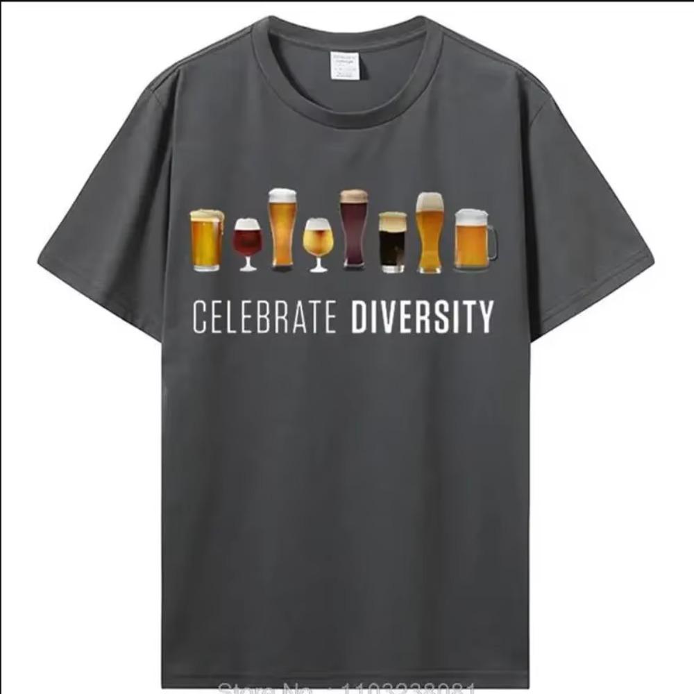 2023 New Men's 100% Cotton Hip Hop Fashion Leisure Fun Beer Print Pattern High Quality Comfortable Top Street Fitness