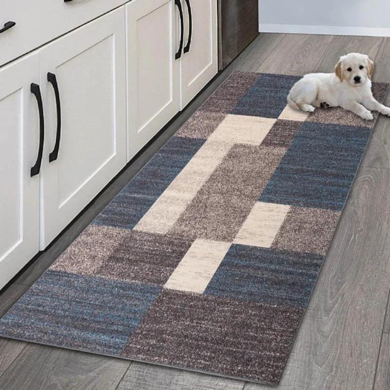 VIKAMA Simple Geometric Kitchen Floor Mats Living Room Floor Carpet Entrance Door Mat Hallway Door Non-Slip Foot Mats Home Decor
