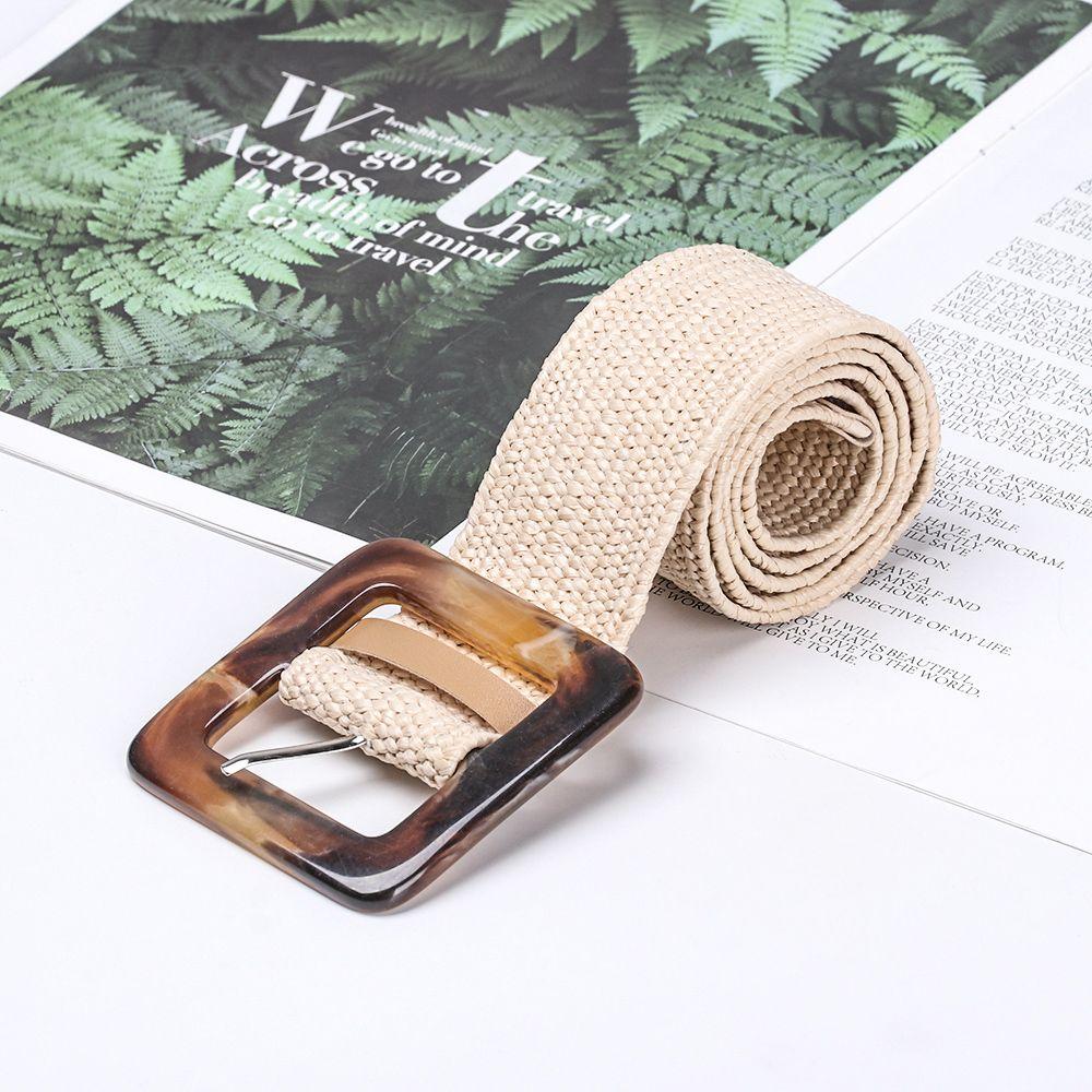 Women Wide Dress Belt Shirt PP Straw Belly Necklace Elastic Waist Chain Body Jewelry Straw Belt
