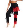 Women's Latin Dance Fringe Pants S-3XL: Elastic Waistband Contrast Color Tassel Trousers for Chacha Tango Rumba Dance Costume