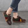 Johnature Flat Lace Up Women's Shoes Genuine Leather Retro Mixed Colors Versatile All Season Shoes