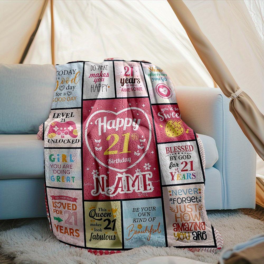 240Gm2 Happy 21St Birthday Outdoor Comfortable Soft Lightweight Allseason Multipurpose Blanket For Travel Camping Picnics Sofa Office Bed Living Room