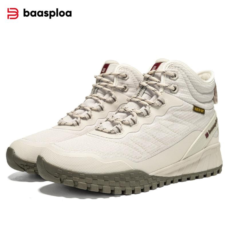 BAASPLOA Women's Winter Waterproof  Warm Plush New Women's Cotton Shoes Winter High Top Cotton Shoes Snow Boots Outdoor Hiking Boots