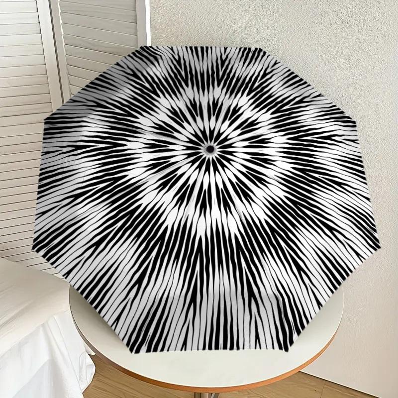 1pc Circular Pattern Automatic Umbrella Durable Iron Frame & Plastic Handle, Gift for Men & Women, Sturdy Construction Yy250905206