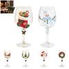 Dekorative Winter-Trinkbecher Weihnachten Stiel-Weinglas, Schneemann/Weihnachtsmann-Kranz/Elch/Weihnachtsbaum Handbemalt, Einzigartige Tauschgeschenke Kreativ