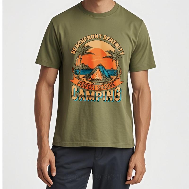 Fashionable Tee Workout Teeshirt O Neck Tshirt Vintage Beachfront Serenity Perfect Seaside Camping Trendy For Her Tshirt
