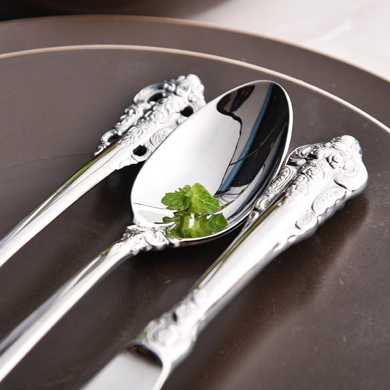Silver Tableware Classic Silverware Stainless Steel Dinner Knife Fork Spoon Wedding Occasion Cutlery Xmas Western Dinnerware 1Pcs Vintage