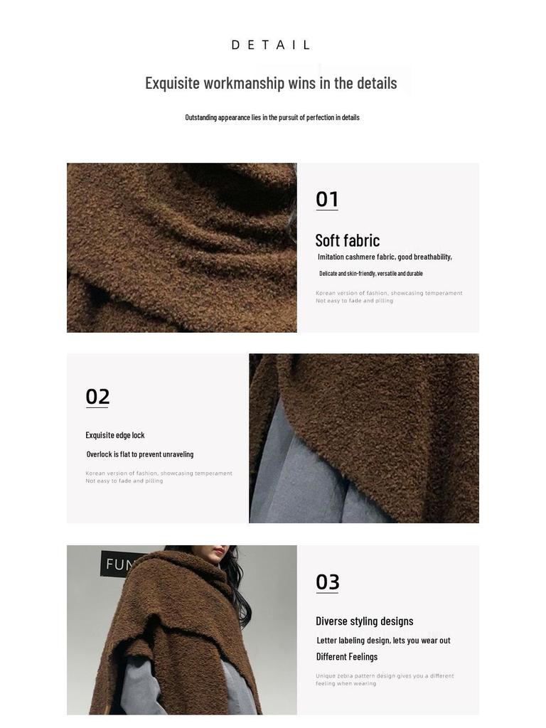 High-End Wool Knit Cape: Cozy Autumn/Winter Solid Color Shawl Coat