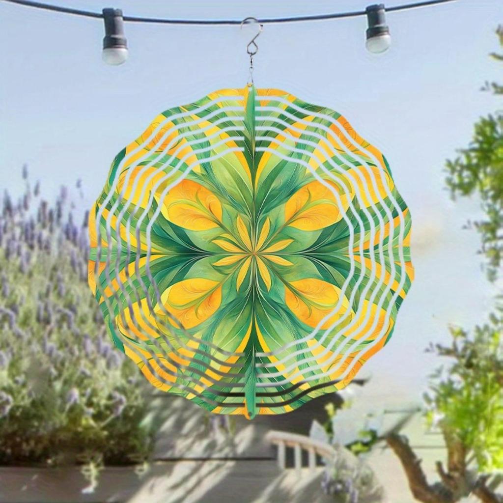10 Inch Metal Wind Spinner with 360 Degree Hook Vibrant Leaf Design for Garden Balcony Outdoor Decor All Season Hanging Ornament