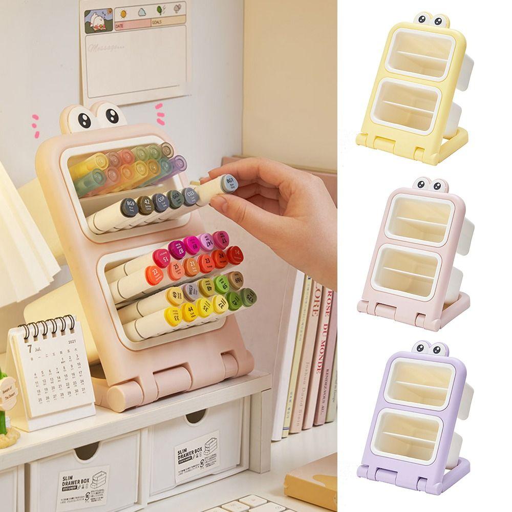Large Capacity Slanted Pen Holder Desktop Storage Rack Student Pen Barrel