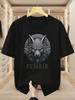 Summer Nordic Style Wolfhead Pattern Street Hiphop Retro Style Mens Shortsleeved Tshirt Made of 100 Pure Cotton