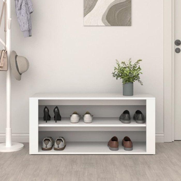 816904 vidaXL Étagère à chaussures Blanc 100x35x45 cm Bois d'ingénierie