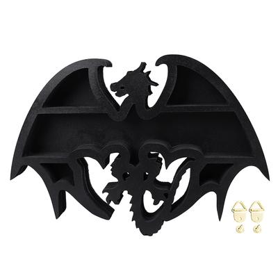 Crystal Display Shelf Dragon Design 13.8in Long 9.4in High Strong Wood Stone Shelf Display for