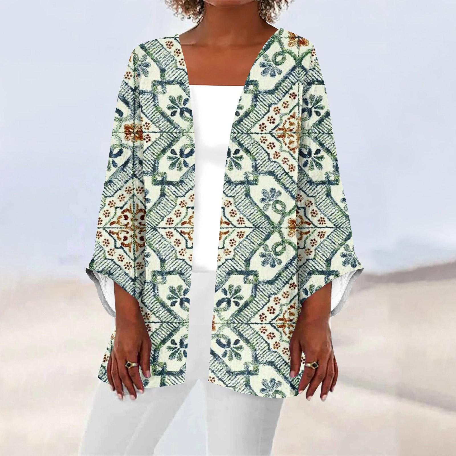 

Женская повседневная модная легкая куртка средней длины с принтом, кардиган XL зелёный