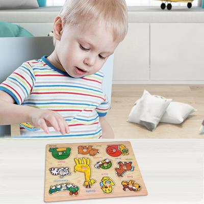 1 Set Wooden Animal Puzzle Board Cartoon Fruit Matching Board Fine Motor Skills