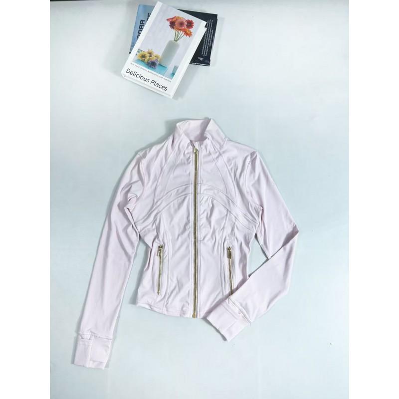 Womens Slim Fit Short Jacket Gold Zipper Yoga Fitness Activewear