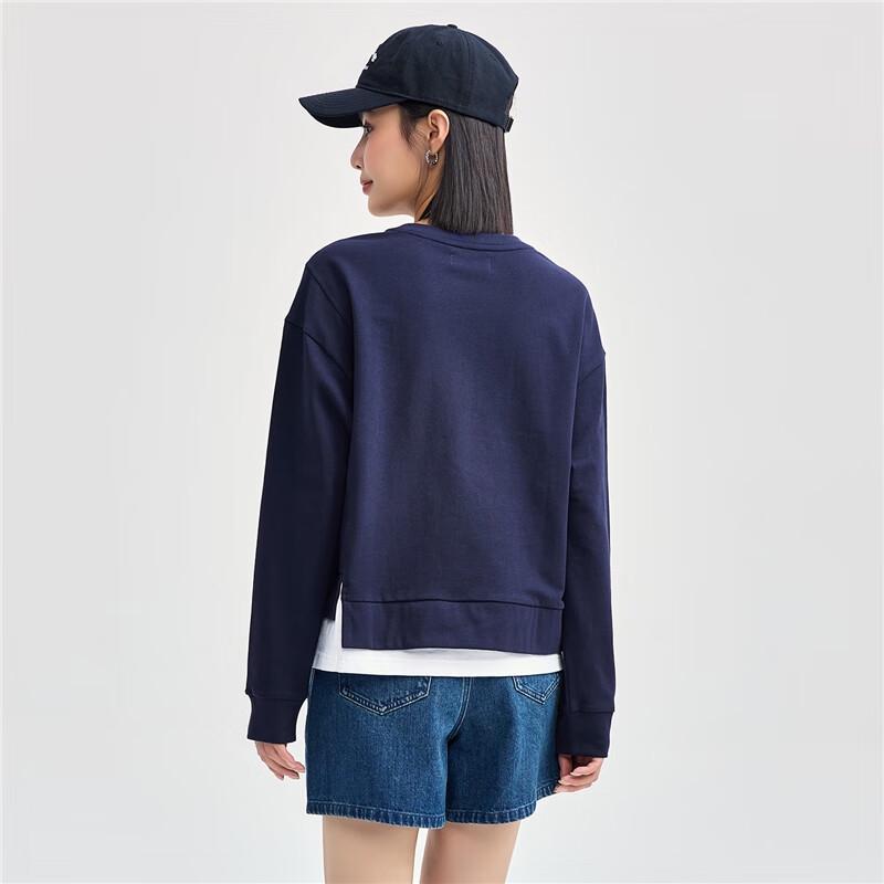 Giordano Women's Faux Layered Irregular Hem Cotton Sweatshirt