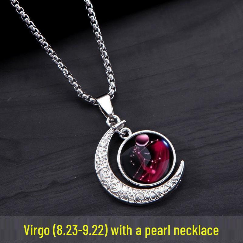Twelve Constellations Pendant Necklace - Unisex Trendy Retro Earthy Cool Hip Hop Fashion Gift