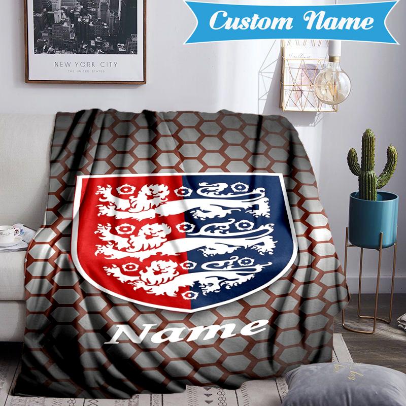 Custom Name England Football Crest Blanket Lightweight Ideal Bedding Blanket Perfect for Travel, Camping, Living Rooms, Sofas, Christmas gift