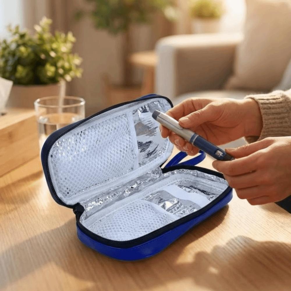 Waterproof Insulin Cooling Bag Thermal Insulated Portable Insulin Travel Cooler Case Wear-resistant PU Material