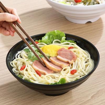 Suppenschalen Melamin Ramen Schüssel Ring Streifen Rein Schwarz Obstsalatschale Japanischer Stil Große Kapazität Nudelschüssel Reis