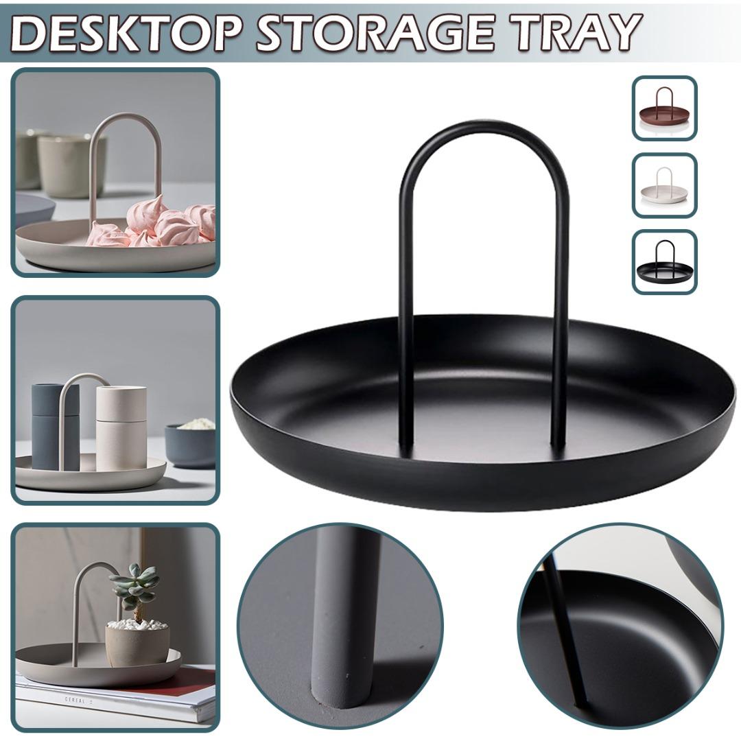 

PDTO Настольный круглый поднос для хранения с ручкой для кухонного стола для хранения ювелирных изделий