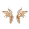 New, Personalized Retro Trend Fashionable European and American Style Alloy Vertical Strip Texture Maple Leaf Stud Earrings Simple Niche