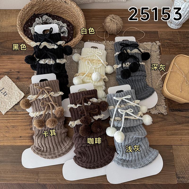 Stiefel Shang Baumwolle Kinder Socken Überzug Niedliche Kugel Schleife Lolita Spitze Stulpen Koreanische Mädchen Beinstulpen