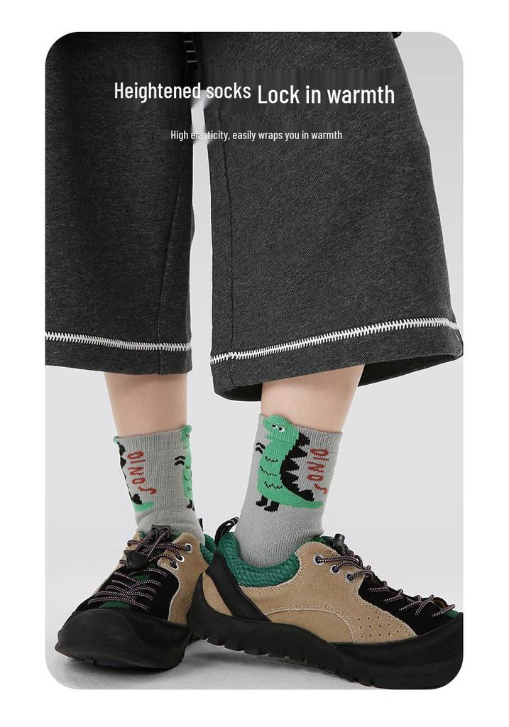 1772 Kids' Thick Dinosaur Cotton Socks - Autumn/Winter Warm Terry Socks for Boys