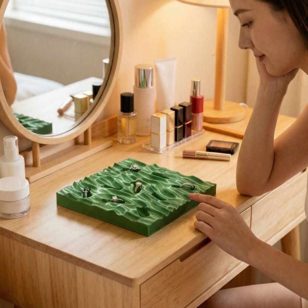 Creative Ring Display Plates Sea Wave Jewelry Storage Tray 3D Printing Rings Holder  Birthday Gift