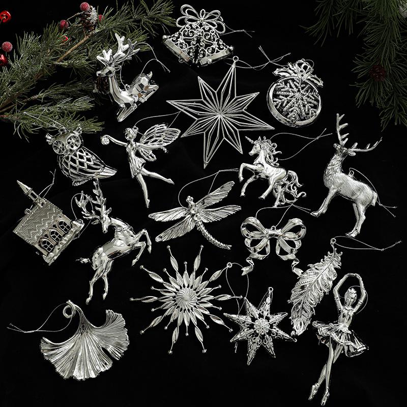 Silver Irregular Electroplated Christmas Tree Ornaments - Glossy Plastic Pendants In Stock