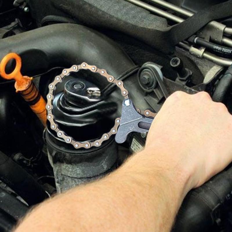 Oil Filter Chain Removal Tool Carbon Steel Chain Wrench For Pipe Fittings Adjustable Efficient Oil Filter Removal Car Repairing