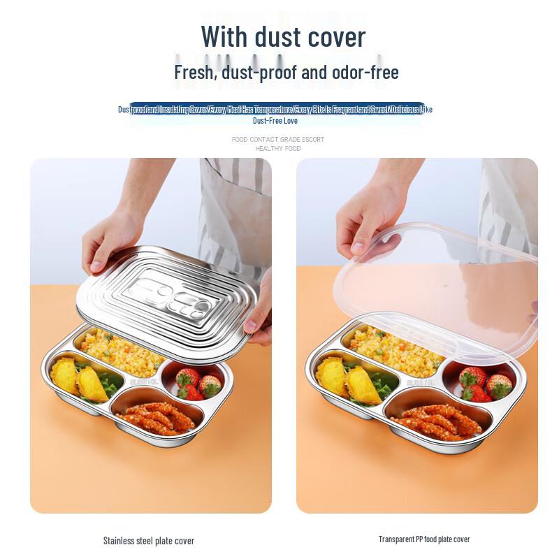 316L Stainless Steel 4-Compartment Lunch Plate