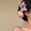 Butterfly Hair Clip Artificial Peony Flower with Acrylic Crocodile Clip Flower Hair Barrette for Beach Vacation Party Dress-up
