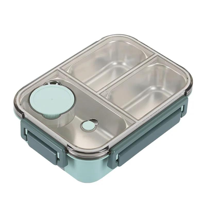 304 Stainless Steel Lunch Box with Tableware for Adults Kids Leakproof Lunch Container Portable Grids Bento Box Food Containers
