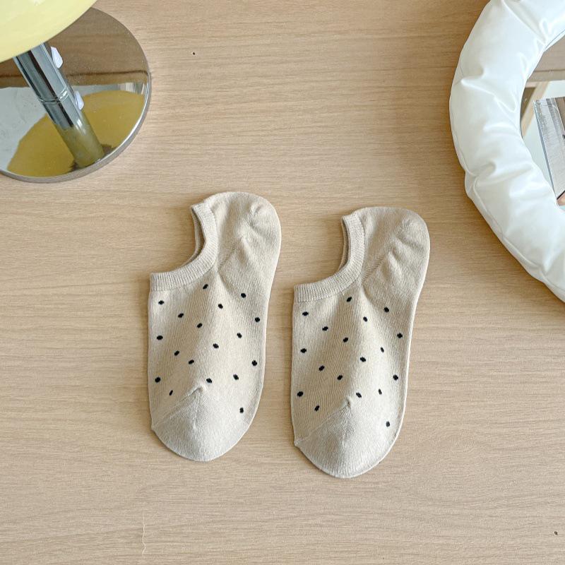 

Женские дышащие хлопковые носки до середины икры в горошек - в японском стиле, весенне-летние, с подвернутым краем, модные и универсальные. 2404-2405