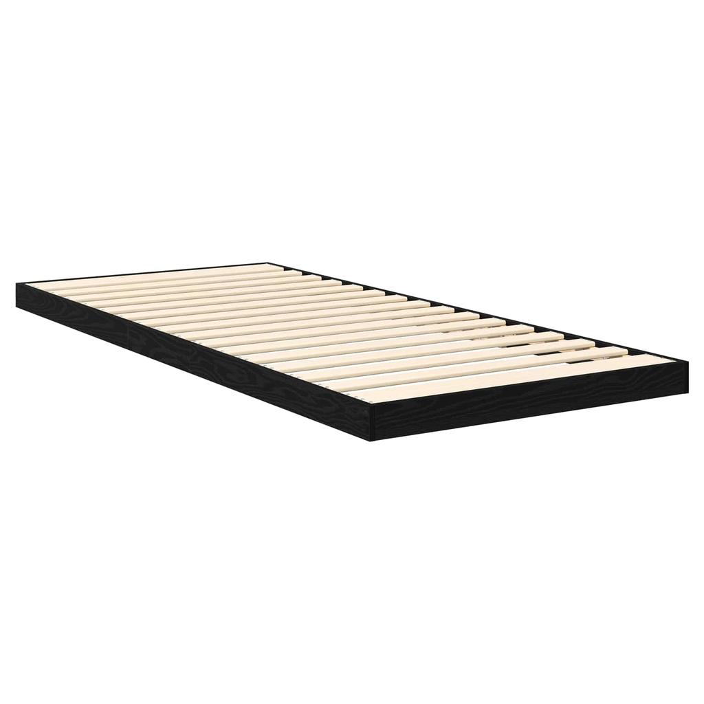 Floor Bed Frame Black Oak Effect 75 x 190 cm Wood Based Material