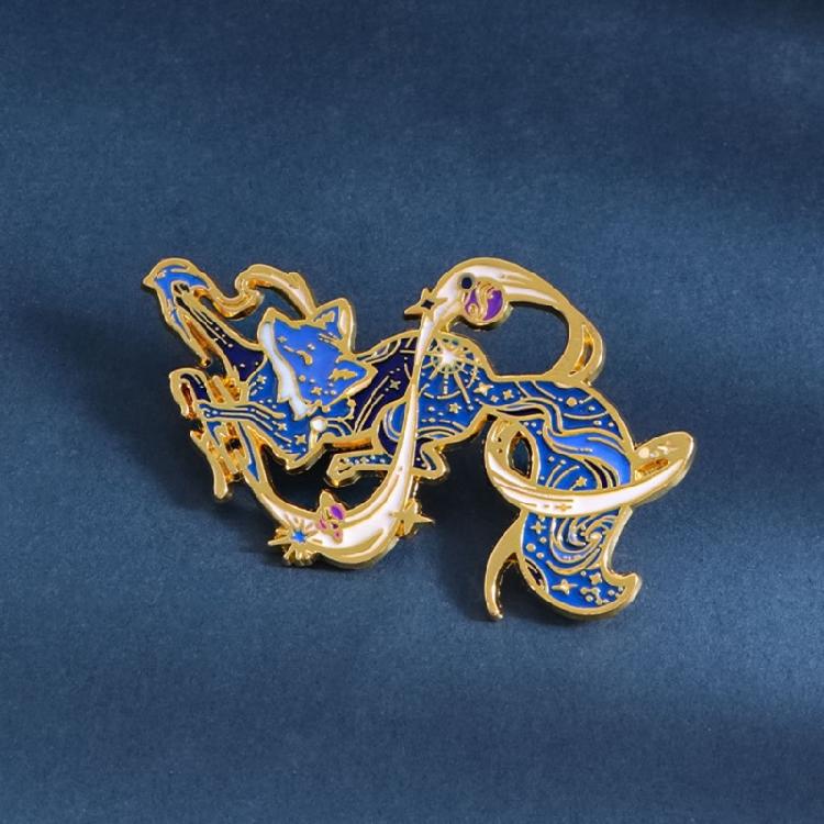 Sturdy Zinc Alloy Foxes Pin Featuring Starry Detailing Secure Clasp Foxes Brooch Ideal For Casual Or Formal Occasions