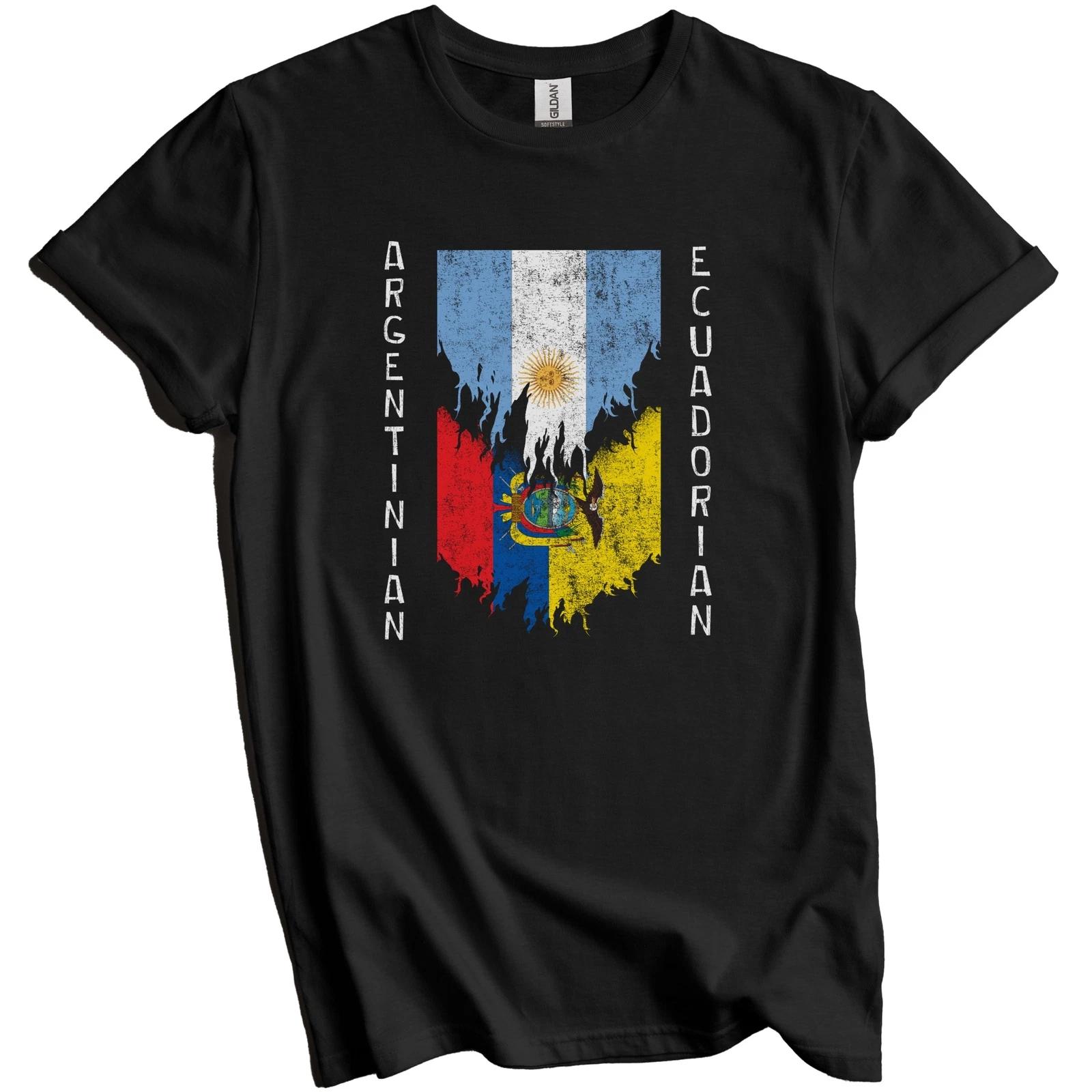 Argentinian Ecuadorian Flags Ripped Torn Argentina Ecuador T-Shirt 3XL