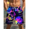 Sommer Herren Leichte Atmungsaktive 3D-Bedruckte Strandshorts Sommerlich Lässige Bademode für Outdoor-Aktivitäten