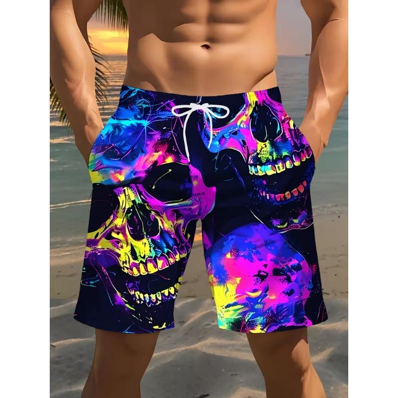 Shorts de Plage pour Homme à Imprimé Crâne Mode Shorts de Bain Graphiques 3D Pour les Vacances Mode de Rue Été Décontracté Shorts Psychédéliques