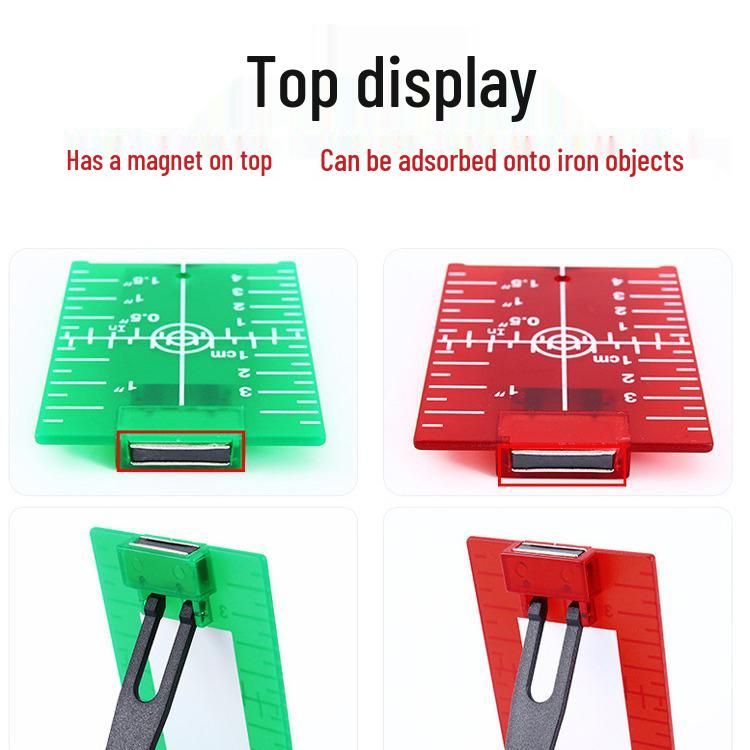 Dual-Color Laser Level Target Board with Scale and Magnetic Reflector