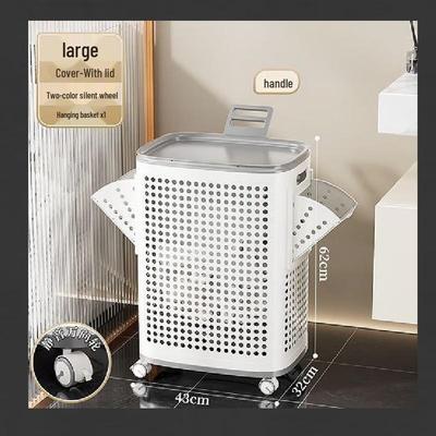 Miflame Foldable Laundry Storage Basket with Wheels