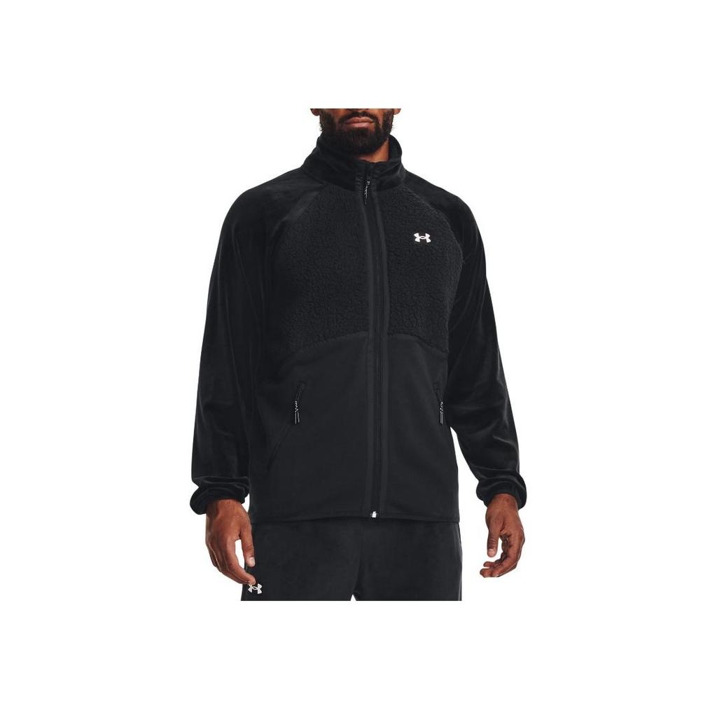 Under Armour Solid Color Logo Print Zip-Up Collar Jacket Men Outerwear Black 1373872-001