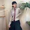 2025 Winter Thermal Cashmere Hooded Cardigan with Color Block and Embroidery Women's Trendy Zipper Jacket