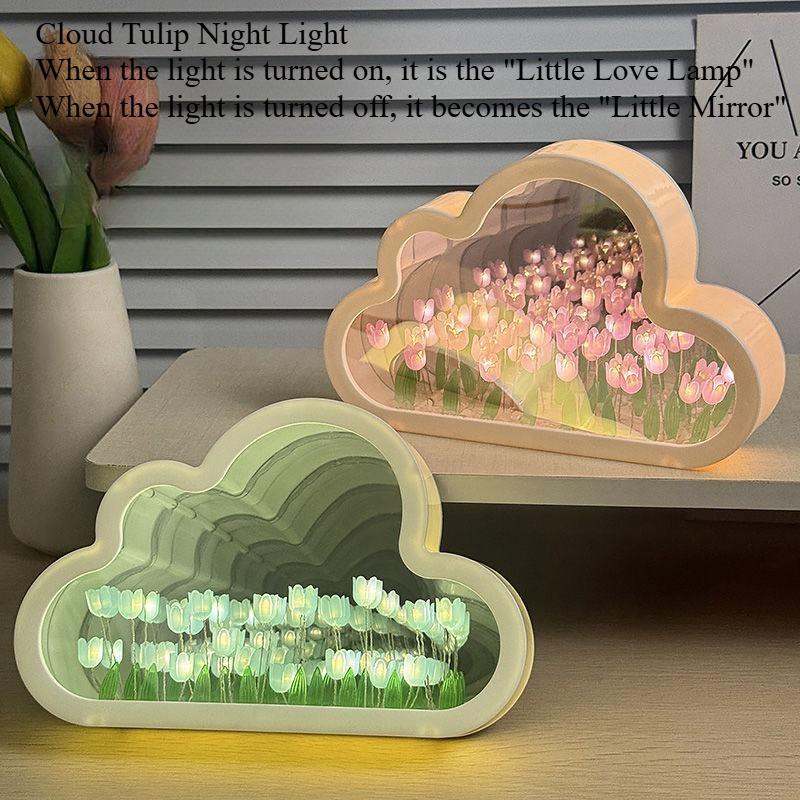 1SET Creative Tulip Flower Sea Night Light Handmade DIY Desktop Decoration Bedside Lamp Ambient Light Ornament Creative Gift