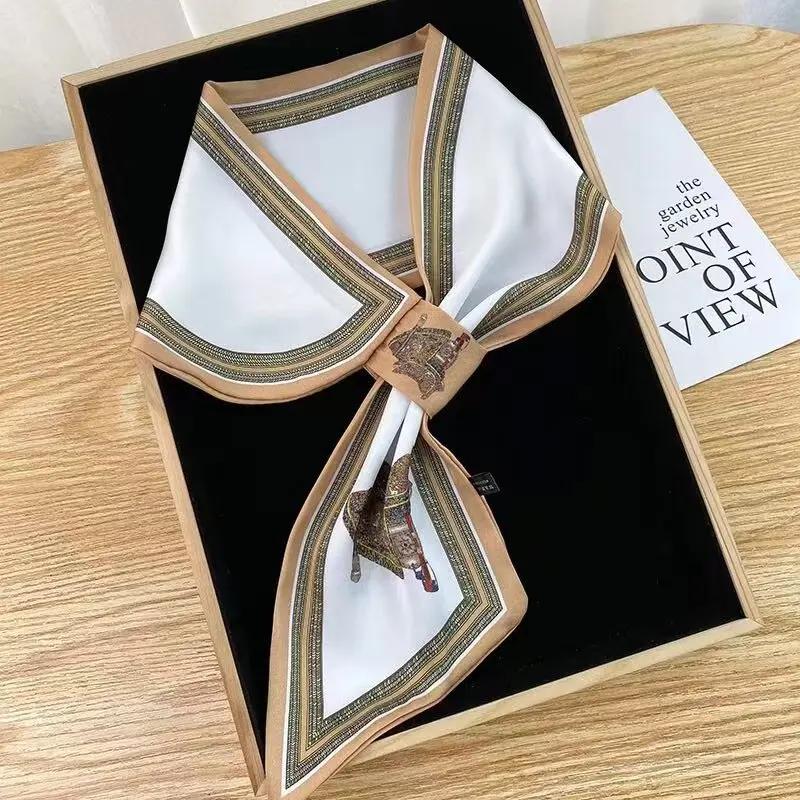 Luxury Brand Skinny Neckerchief Scarf For Women Satin Silk Ribbons Bandana Ladies Neck Tie Wrist Wrap Shawl Echarpe
