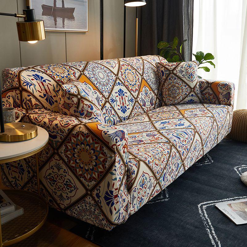Printed Sofa Slipcover Stretch Sofa Covers For Living Room Pets Kids Chair Couch Cover I Shape Corner Sofa Anti-Cat Scratch